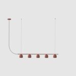 Podłużna lampa wisząca nad blat Rio 5 czerwona - małe klosze