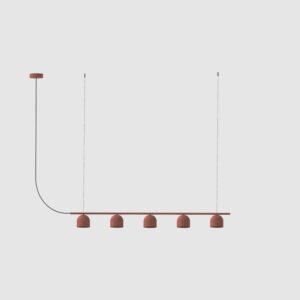 Podłużna lampa wisząca nad blat Rio 5 czerwona - małe klosze