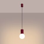 Pojedynczy zwis sufitowy Halo w kolorze wina do kawiarni - szklana kulka