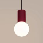 Pojedynczy zwis sufitowy nad wyspę kuchenną Halo burgund - ryflowany