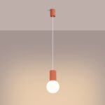 Pomarańczowa lampa wisząca Halo do pokoju dziewczynki - ryflowana