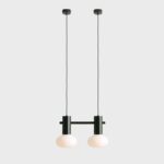 Zielona lampa wisząca do jadalni nad stół Flo 2 Moss - owalne klosze