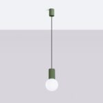 Zielony zwis sufitowy pokoju chłopca Halo Sollux - ryflowany i szklana kulka