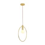 Złota lampa wisząca Bella 40 - złota obręcz i szklany klosz kulka