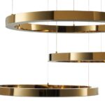Złota lampa wisząca Circle - 3 pierścienie LED o średnicy 80 cm