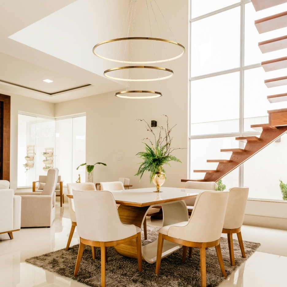 Złota lampa wisząca Circle Slim 40+60+80 - 3 cienkie okręgi LED