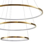 Złota lampa wisząca Circle Slim 40+60+80 - 3 ringi LED - nowoczesna