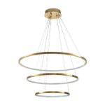 Złota lampa wisząca Circle Slim 40cm +60cm +80cm - 3 okręgi LED - do eleganckiej jadalni nad stół