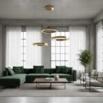 Złota lampa wisząca Circle do salonu - 3 obręcze LED 80+80+80cm