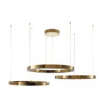 Złota lampa wisząca Circle do salonu - trzy ringi LED 40+60+80 - elegancka