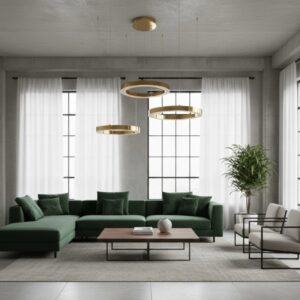 Złota lampa wisząca Circle - trzy pierścienie LED 40+60+80