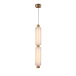 Złota lampa wisząca Osmo 2 LED - podwójny szklany klosz