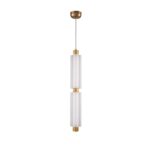 Złota lampa wisząca Osmo 2 LED - podwójny szklany klosz - do wysokich wnętrz