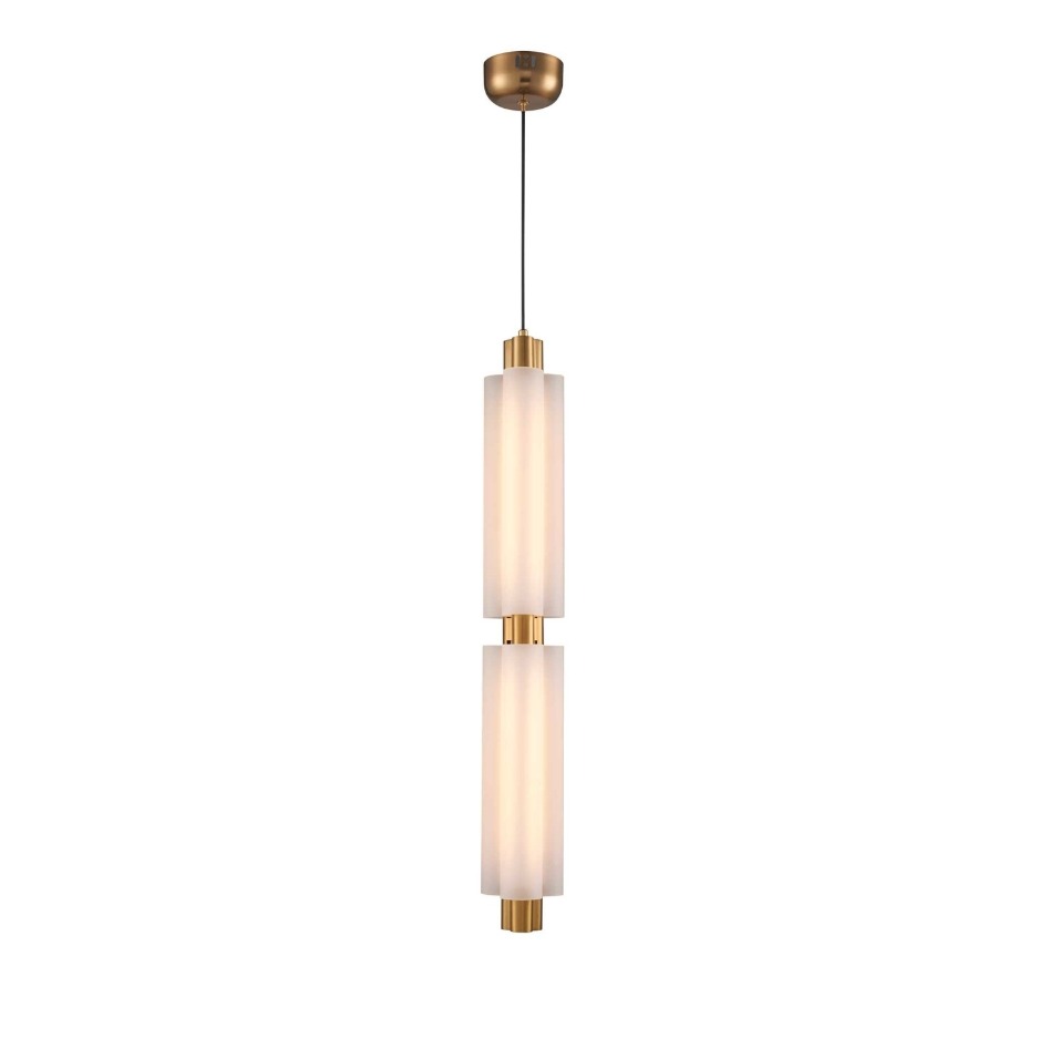 Złota lampa wisząca Osmo 2 LED - podwójny szklany klosz