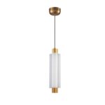 Złota lampa wisząca nad wyspę Osmo LED - mleczny klosz ze szkła - elegancka
