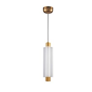 Złota lampa wisząca nad wyspę Osmo LED - mleczny klosz