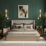 Złota lampa wisząca po obu stronach łóżka Bella 40 - do eleganckiej sypialni