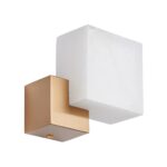 Złoty kinkiet CUBO LED - w kształcie kostki - biały marmur