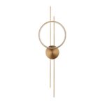 Złoty kinkiet Ecliptica do nowoczesnego salonu - z okrągłym ringiem LED