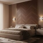 Złoty kinkiet LED do łóżka Carmello - z okrągłym prążkowanym kloszem