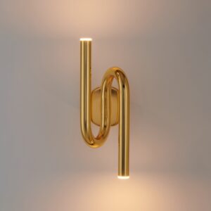 Złoty kinkiet Myk LED - dekoracyjna forma skręconej linii