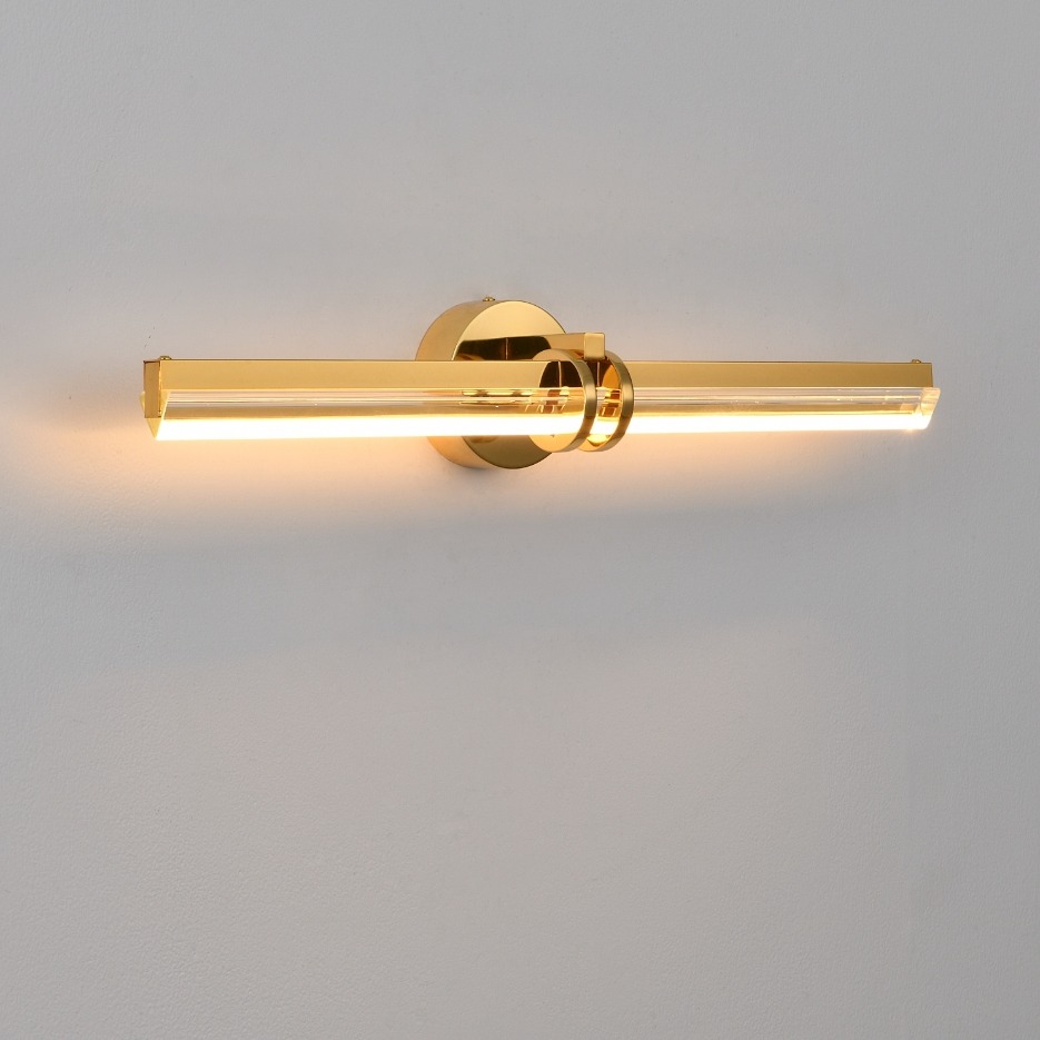 Złoty kinkiet nad lustro Lovely LED 58 cm - kryształowe szkło