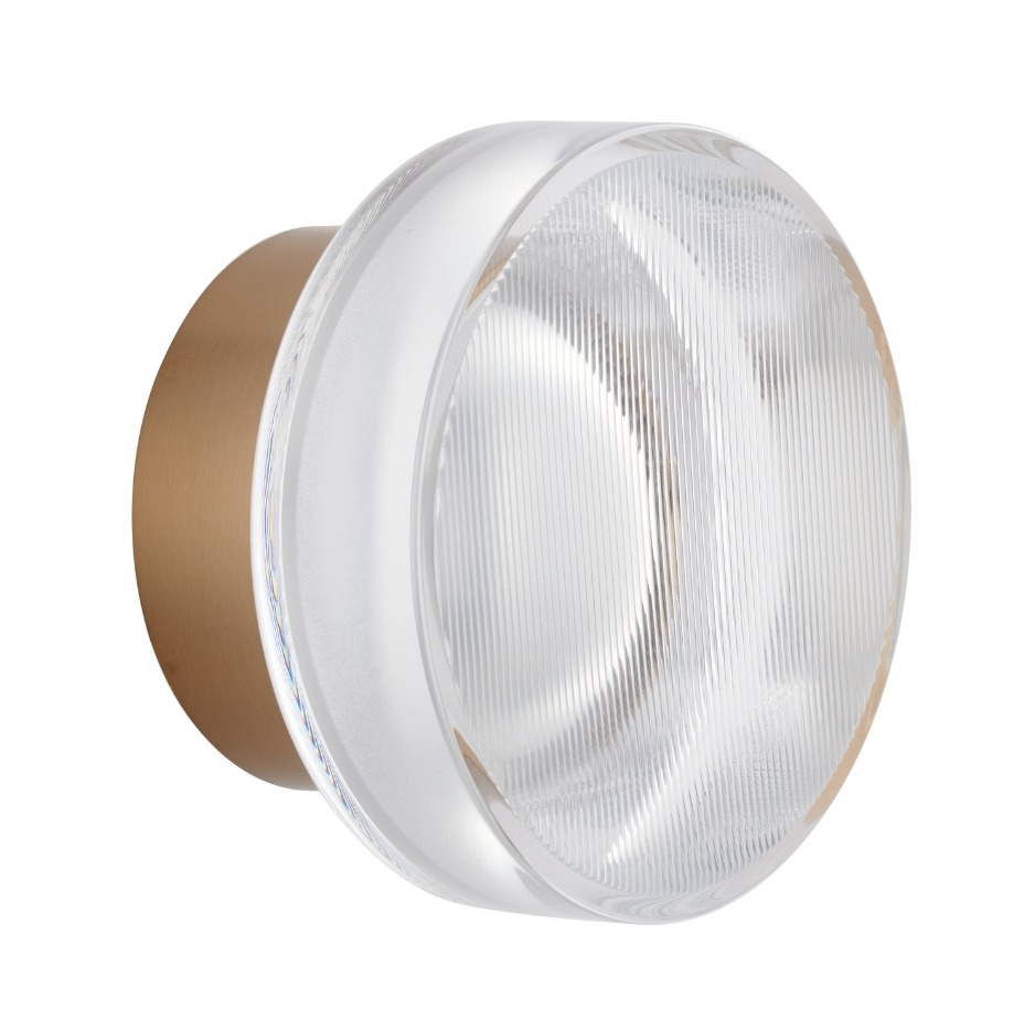 Złoty kinkiet plafon LED Carmello - z okrągłym kloszem