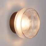 Złoty kinkiet plafon do salonu Carmello - z okrągłym kloszem