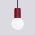 Zwis sufitowy nad stół w salonie Halo burgund - szklana kulka - Sollux