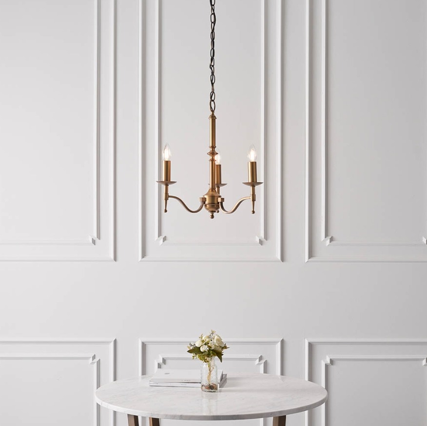 Żyrandol świecznikowy Stanford 3 - antyczny mosiądz - 3 żarówki