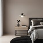 Beżowa lampa wisząca do sypialni Mulan - z czarnym detalem - elegancka
