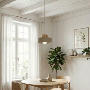 Beżowa lampa wisząca nad stół Kivi 20 - okrągły klosz