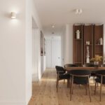 Beżowa tuba sufitowa nad blat Aura Maxi - ryflowana - do korytarza