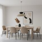 Beżowo-czarna lampa wisząca do prostokątny stół Mega - Emibig