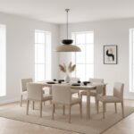 Beżowo-czarna lampa wisząca nad stół Mega - do jasnego salonu