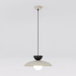Beżowo-czarna lampa wisząca nad stolik kawowy Mulan - metalowy klosz w kształcie kopuły i kula