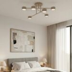 Beżowy żyrandol nad łóżko Halo 6 - metalowy