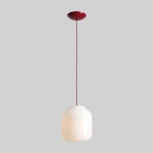 Biała lampa wisząca Flask Cherry 27 - bordowe zawieszenie