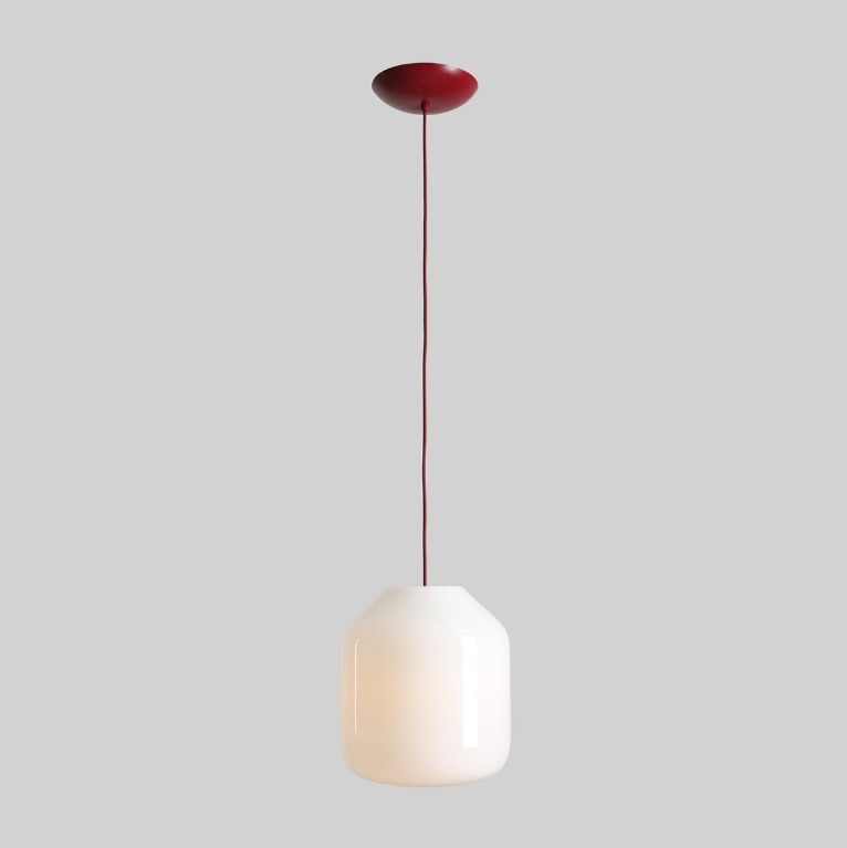 Biała lampa wisząca Flask Cherry 27 - bordowe zawieszenie