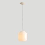 Biała lampa wisząca Flask Cotton 27 - beżowe zawieszenie