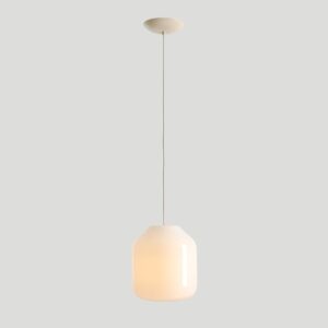 Biała lampa wisząca Flask Cotton 27 - beżowe zawieszenie