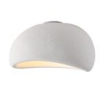 Biały plafon sufitowy do salonu Stone 50 - klosz w kształcie kamienia