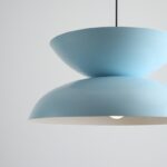 Błekitna lampa wisząca do kuchni Millo - metalowy klosz kopuła