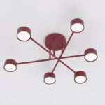 Bordowa lampa sufitowa do jadalni Halo 6 - 6 kloszy okrągłych metalowych kloszy