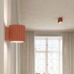 Brzoskwiniowa lampa sufitowa Aura 2 Maxi - 2 ryflowane spoty - do kuchni