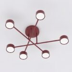 Burgundowa lampa sufitowa do jadalni Halo 6 do salonu - 6 kloszy - z metalu