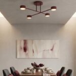 Burgundowy żyrandol Halo 4 do salonu - niski profil