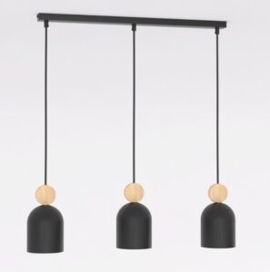 Czarna 3-punktowa lampa wisząca Mesi 3 - na listwie