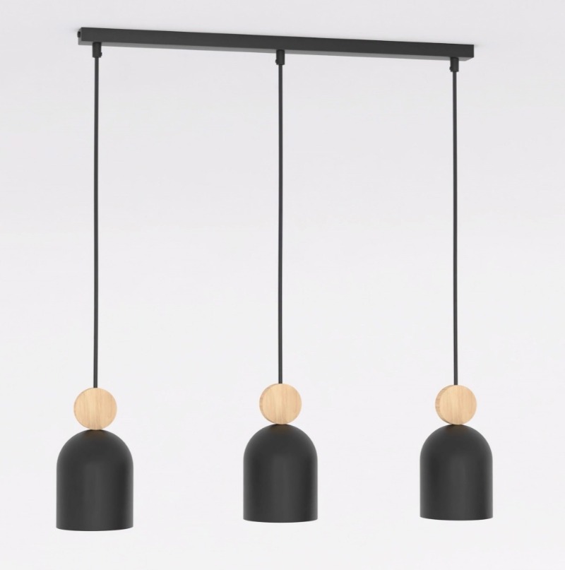 Czarna 3-punktowa lampa wisząca Mesi 3 - na listwie