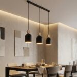 Czarna 3-punktowa lampa wisząca na listwie Mesi 3 - nad stół do jadalni